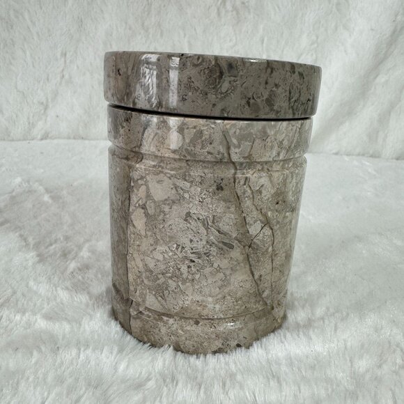Handcrafted Gray Marble Storage Jar With Lid Trinket holder Heavy - Picture 8 of 8